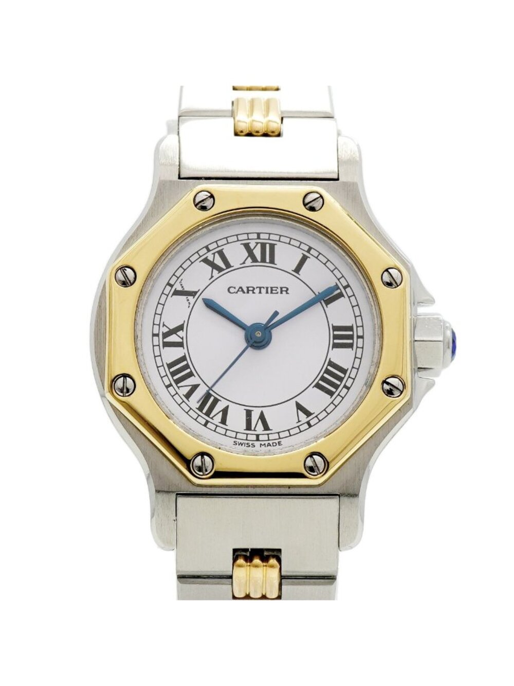 Cartier Santos Octagon SM Godron Bracelet White Dial Watch